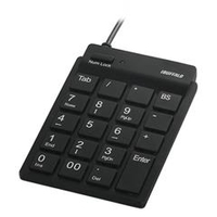 BUFFALO スリムテンキーボード USB2．0ハブ(2ポート)/Tabキー付き ブラック BSTKH08BK