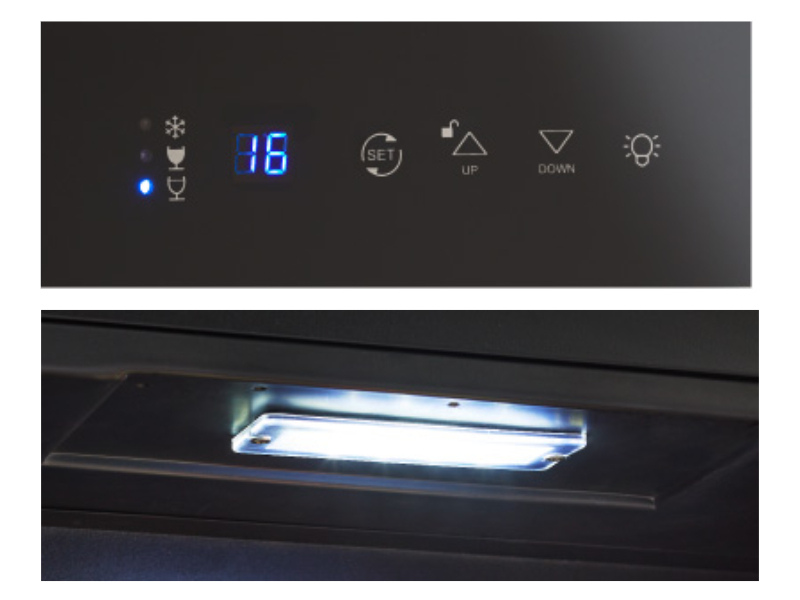 青色LEDタッチパネル温度表示・LED庫内灯