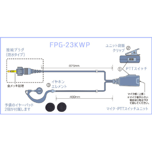 FRC トランシーバー用イヤホンマイク PROシリーズ (KENWOOD防水1Pinジャック対応/耳掛けタイプ) FIRSTCOM FPG-23KWP-イメージ5