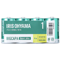 アイリスオーヤマ BIGCAPA basic+ 単1アルカリ乾電池4本パック LR20BBP/4S