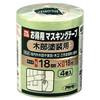 アサヒペン PCお徳用マスキングテープ 18×4巻入り (木部塗装用) AP9016005