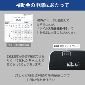 Green Core Tech コードレス式空気清浄機 Belle Air BA-300-CO2-BK1-イメージ4