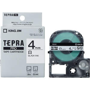 キングジム テプラ PROテープカートリッジ 4mm幅 白ラベル/黒文字 白 SS4K-イメージ1