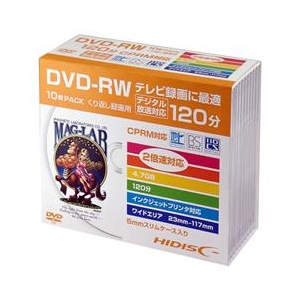 HI DISC 録画用DVD-RW 4．7GB 1-2倍速対応 CPRM対応 10枚入り HDDRW12NCP10SC-イメージ1