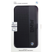 BMW iPhone 15 Pro Max用本革手帳ケース ブラック BMBKP15X22RDPK