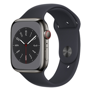 Apple Apple Watch Series 8(GPS + Cellularモデル)- 45mm グラファイトステンレススチールケースとミッドナイトスポーツバンド - レギュラー MNKU3J/A-イメージ1