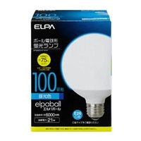 エルパ 100W形 E26口金 電球形蛍光灯 3波長形昼光色 21Wボール球タイプ 1個入り EFG25ED/21-G101