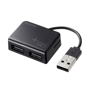 サンワサプライ カードリーダー付きUSB2．0ハブ ブラック USB-2HC319BK-イメージ1