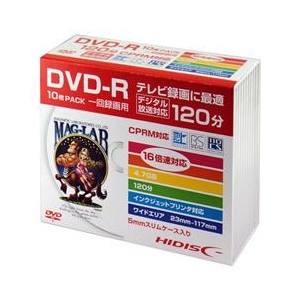 HI DISC 録画用DVD-R 4．7GB 1-16倍速対応 CPRM対応 10枚入り HDDR12JCP10SC-イメージ1