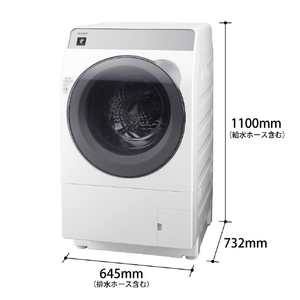 シャープ 【左開き】10．0kgドラム式洗濯乾燥機 クリスタルホワイト ESK10BWL-イメージ2