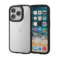 エレコム iPhone 14 Pro用TOUGH SLIM LITE フレームカラー 背面ガラス ブラック PM-A22CTSLFCGBK