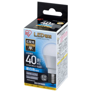 アイリスオーヤマ LED電球 E17口金 全光束440lm(4W小形電球・広配光タイプ) 昼白色相当 LDA4N-G-E17-4T5-イメージ1