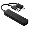 エレコム USB Type-C(TM)変換アダプター付き USB2．0ハブ ブラック U2H-CA4003BBK