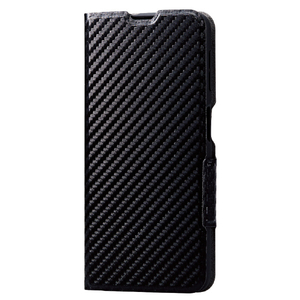エレコム Galaxy A23 5G用ソフトレザーケース 薄型 磁石付 PM-G227PLFUシリーズ カーボン調ブラック PM-G227PLFUCB-イメージ1