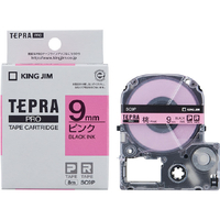 キングジム テプラ PROテープカートリッジ カラーラベル(パステル) 9mm幅 ピンク/黒文字 SC9P