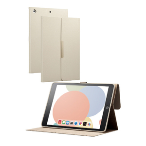 エレコム iPad (第9/第8/第7世代)用フラップケース ソフトレザー &me フリーアングル スリープ対応 ミラー付 グレージュ TB-A19RWVJM2GB-イメージ8