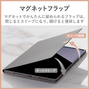 エレコム iPad Air(第5世代/第4世代)用フラップケース ソフトレザー &me フリーアングル スリープ対応 チャコールグレー TB-A23MWVJMGY-イメージ3