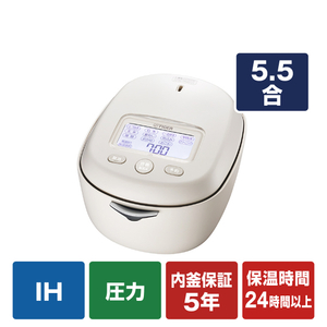 タイガー 土鍋圧力IH炊飯ジャー(5．5合炊き) アイボリーホワイト JRX-G100WG-イメージ1