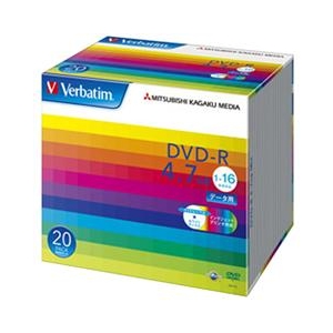 Verbatim データ用DVD-R 4．7GB 1-16倍速 インクジェットプリンタ対応 20枚入り DHR47JP20V1-イメージ1