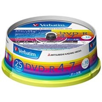 Verbatim データ用DVD-R 4．7GB 1-16倍速 インクジェットプリンタ対応 スピンドルケース 25枚入り DHR47JP25V1