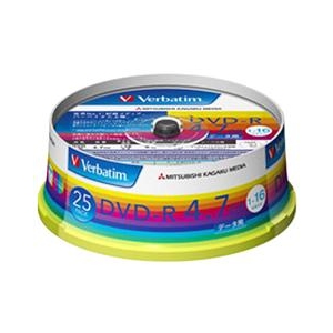 Verbatim データ用DVD-R 4．7GB 1-16倍速 インクジェットプリンタ対応 スピンドルケース 25枚入り DHR47JP25V1-イメージ1