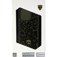 LAMBORGHINI iPhone 15 Pro用カーボンファイバー 背面ケース ブラック×ゴールド LBTPUPCMIP15PHUD14GD
