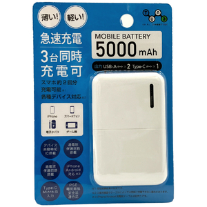 ジー・ワー・カー モバイルバッテリー5000mAH 白 GWP-5A224WT-イメージ2