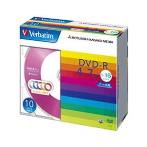Verbatim データ用DVD-R 4．7GB 1-16倍速 カラーミックス 10枚入り DHR47JM10V1-イメージ1