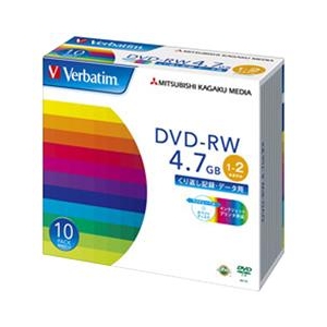 Verbatim データ用DVD-RW 4．7GB 1-2倍速 インクジェットプリンタ対応 10枚入り DHW47NP10V1-イメージ1