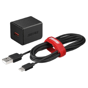 BUFFALO AC-USB 2．4A 1ポートType Cケーブル 1．5m 2.4A USB急速充電器  1ポートタイプ Type-Cケーブル付き(1.5m) ブラック BSMPA2402P1CBK-イメージ1