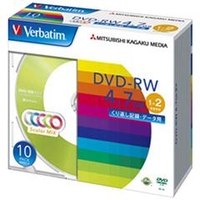 Verbatim データ用DVD-RW 4．7GB 1-2倍速 カラーミックス 10枚入り DHW47NM10V1