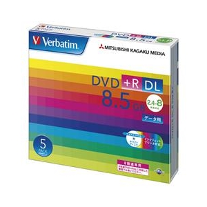 Verbatim データ用DVD+R DL 8．5GB 2．4-8倍速対応 インクジェットプリンタ対応 5枚入り DTR85HP5V1-イメージ1