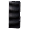 エレコム Xperia 5 IV用ソフトレザーケース 薄型 磁石付 カーボン調ブラック PM-X224PLFUCB