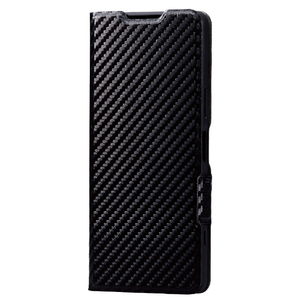 エレコム Xperia 5 IV用ソフトレザーケース 薄型 磁石付 カーボン調ブラック PM-X224PLFUCB-イメージ1