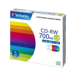 Verbatim データ用CD-RW 700MB 1-4倍速 インクジェットプリンタ対応 5枚入り SW80QP5V1-イメージ1