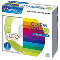 Verbatim データ用CD-RW 700MB 1-4倍速 カラーミックス 10枚入り SW80QM10V1