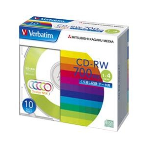 Verbatim データ用CD-RW 700MB 1-4倍速 カラーミックス 10枚入り SW80QM10V1-イメージ1