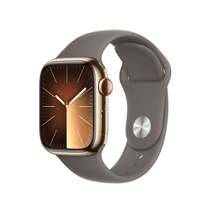 Apple Apple Watch Series 9(GPS + Cellularモデル)- 41mm ゴールドステンレススチールケースとクレイスポーツバンド - M/L MRJ63J/A-イメージ1