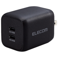 エレコム USB Power Delivery 65W キューブAC充電器(C×2) ブラック ACDC-PD4365BK