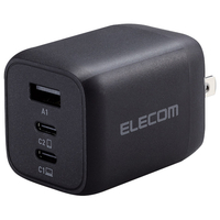 エレコム USB Power Delivery 65W キューブAC充電器(C×2+A×1) ブラック ACDC-PD4465BK