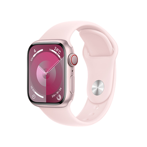 Apple Apple Watch Series 9(GPS + Cellularモデル)- 41mm ピンクアルミニウムケースとライトピンクスポーツバンド - S/M MRHY3J/A-イメージ1