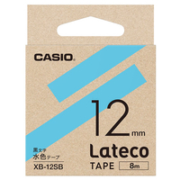 カシオ Lateco専用テープ(黒文字/12mm幅) 水色テープ XB-12SB