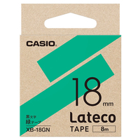 カシオ Lateco専用テープ(黒文字/18mm幅) 緑テープ XB-18GN