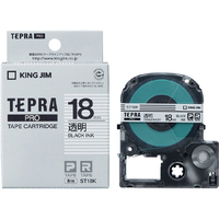 キングジム テプラ PROテープカートリッジ 透明ラベル 18mm幅 透明/黒文字 透明 ST18K