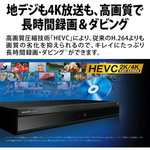 シャープ 4TB HDD/4Kチューナー内蔵ブルーレイレコーダー AQUOS ブルーレイ 4BC40ET3-イメージ3
