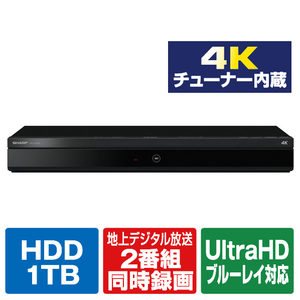 シャープ 1TB HDD/4Kチューナー内蔵ブルーレイレコーダー AQUOS ブルーレイ 4BC10EW3-イメージ1