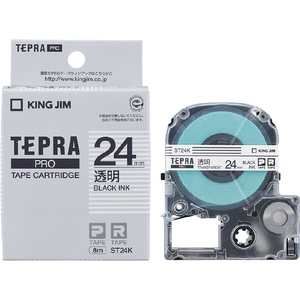 キングジム テプラ PROテープカートリッジ 透明ラベル 24mm幅 透明/黒文字 透明 ST24K-イメージ1