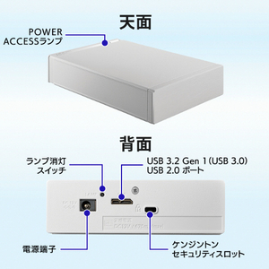 I・Oデータ 外付けハードディスク(2TB) ホワイト HDD-UT2WB-イメージ3