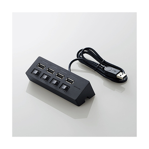 エレコム 機能主義USBハブスイッチ付 ACアダプタ付 ブラック U2H-TZS428SBK-イメージ1