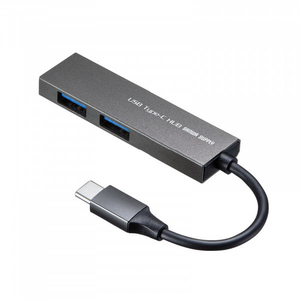 サンワサプライ USB Type-C 2ポートスリムハブ シルバー USB-3TCH24SN-イメージ1